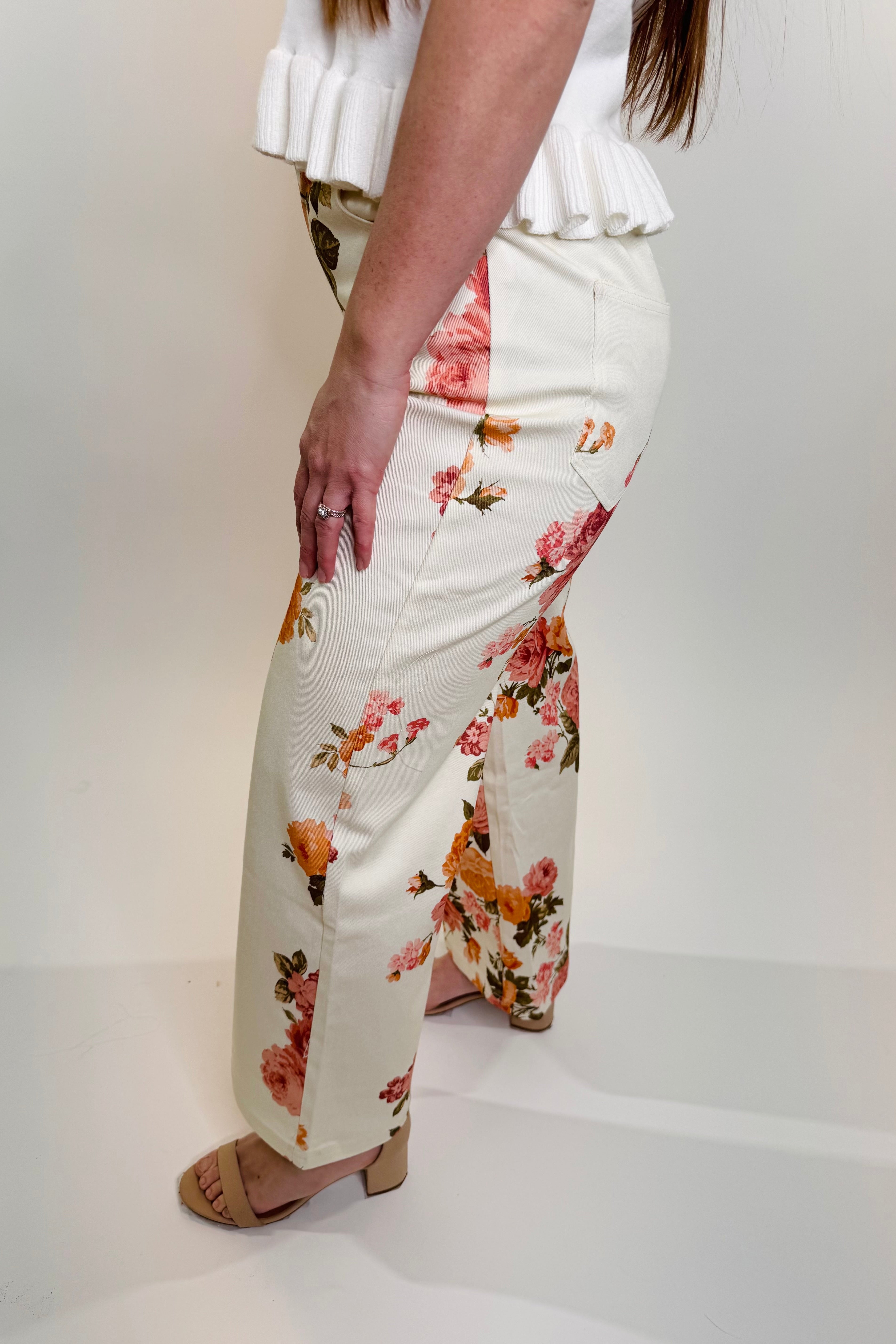 Ros¨¦ Garden Wide Leg Denim Pants