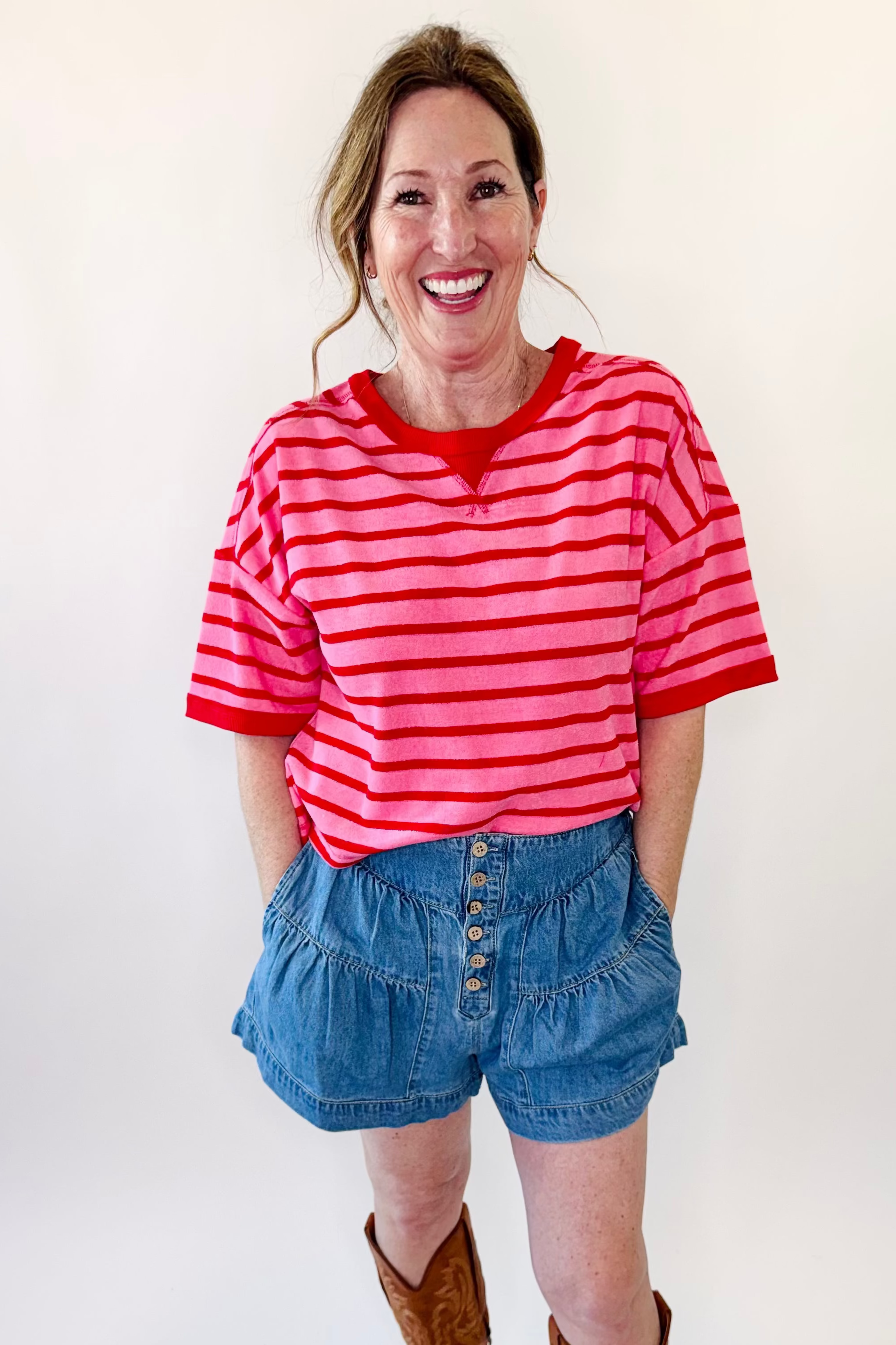 Cropped Stripe Casual Comfy Knit Top | Final Sale