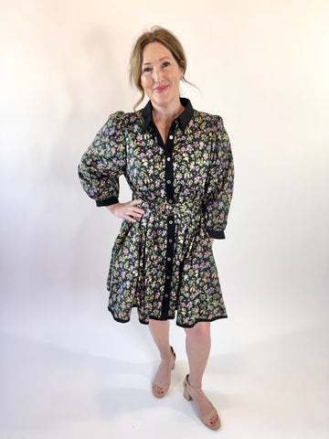 Floral Belted Button Front Mini Dress