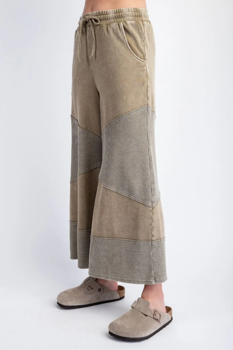 Waffle Knit Mixed Mineral Terry Wide Leg Pants | Final Sale