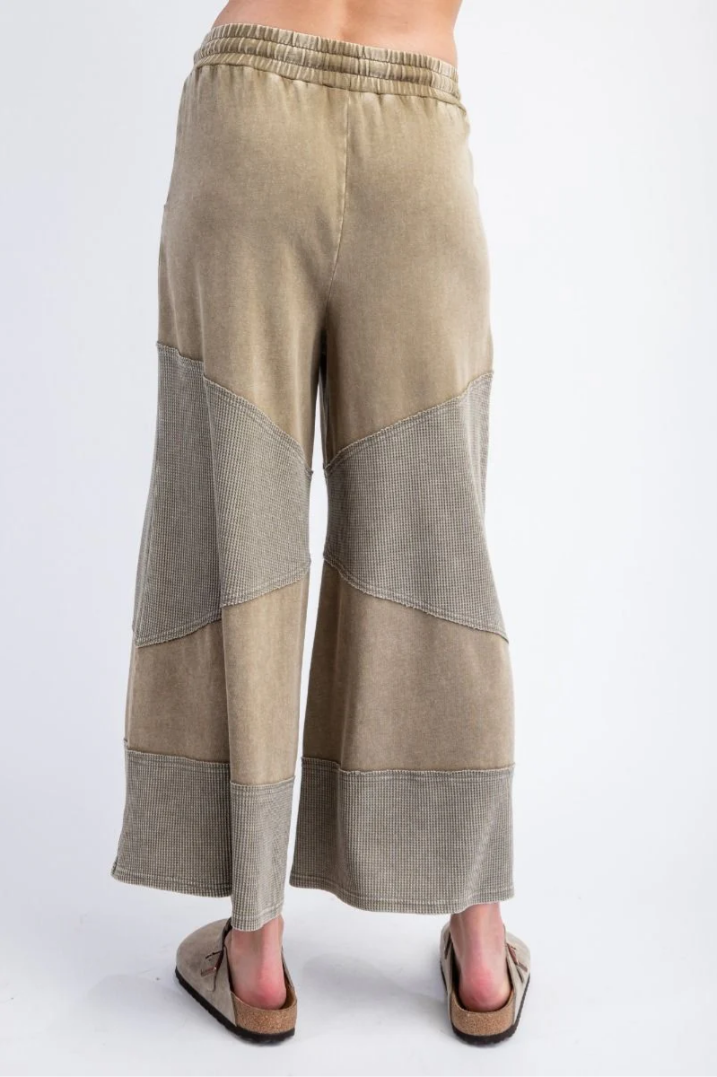 Waffle Knit Mixed Mineral Terry Wide Leg Pants | Final Sale
