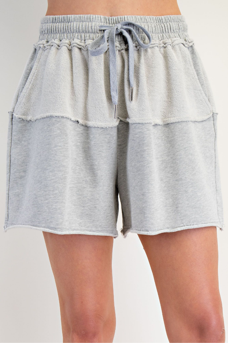 Mixed Mineral Washed Terry Knit Shorts
