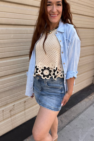RISEN High Rise Denim Skort