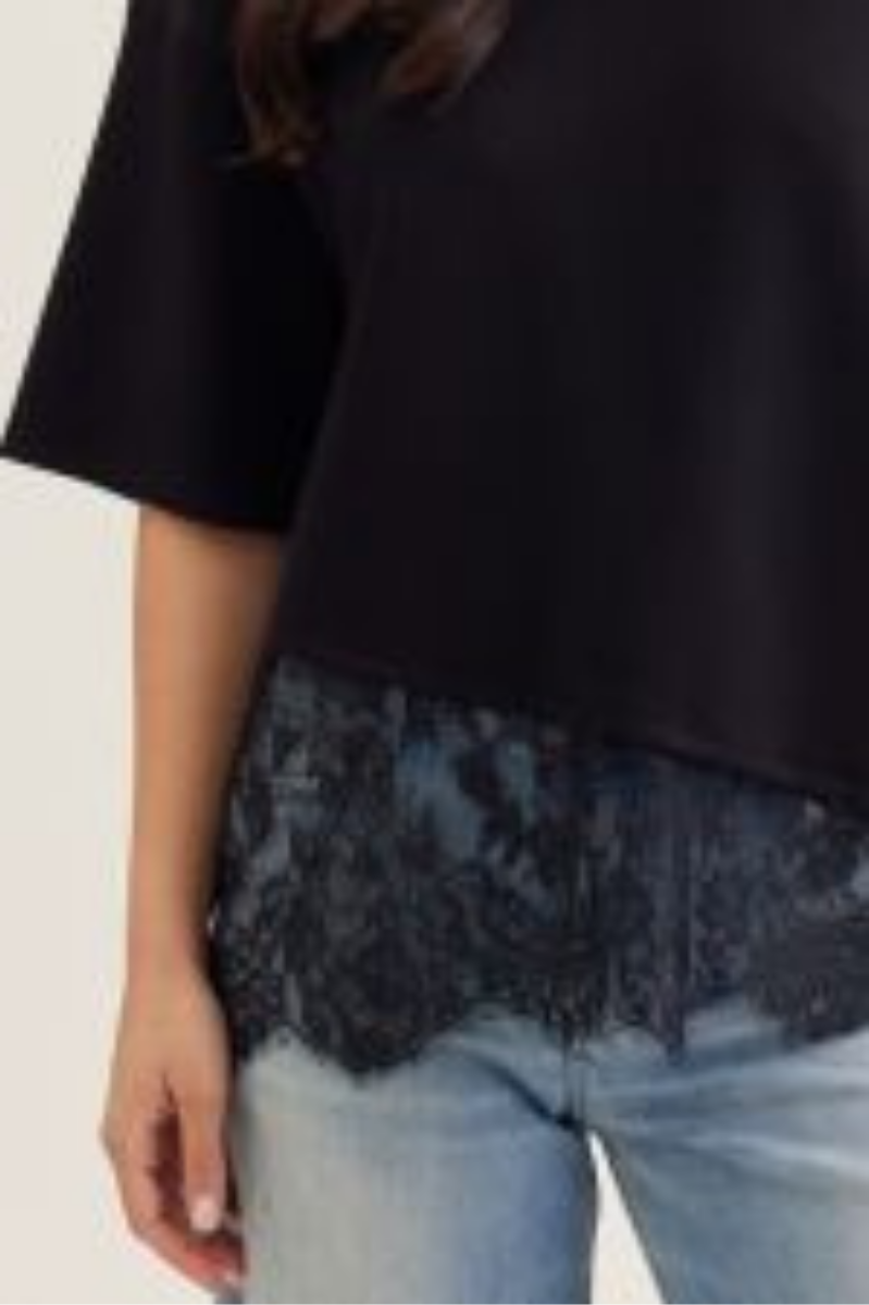 Scallop Lace Hem Knit Top