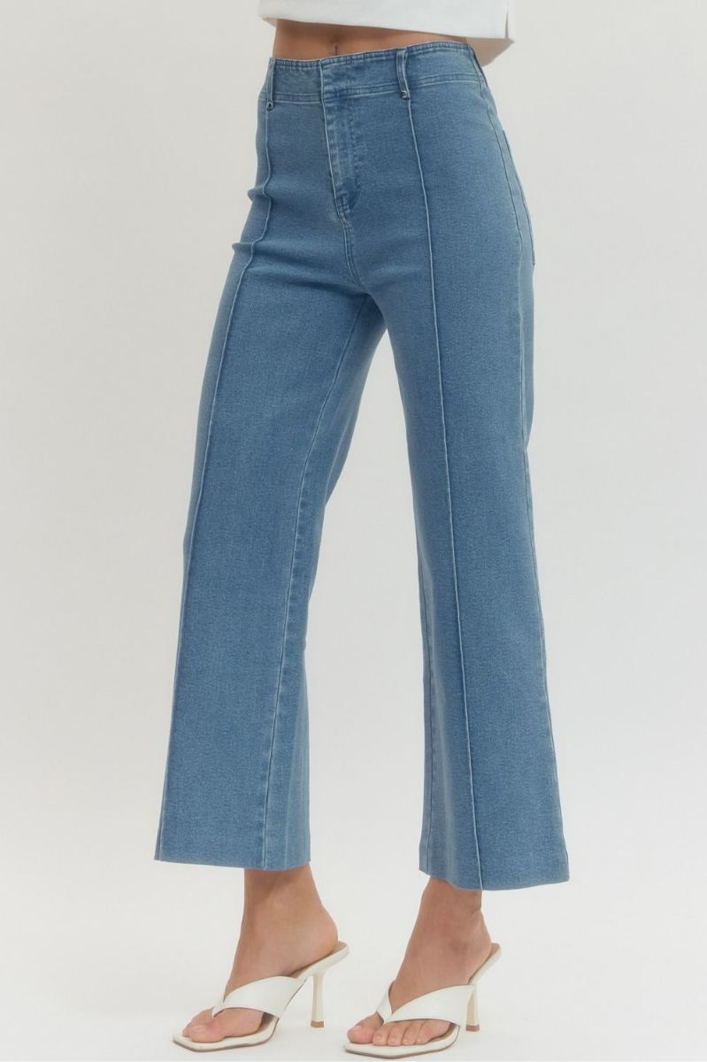 High Rise Wide Leg Pants with Front Seam