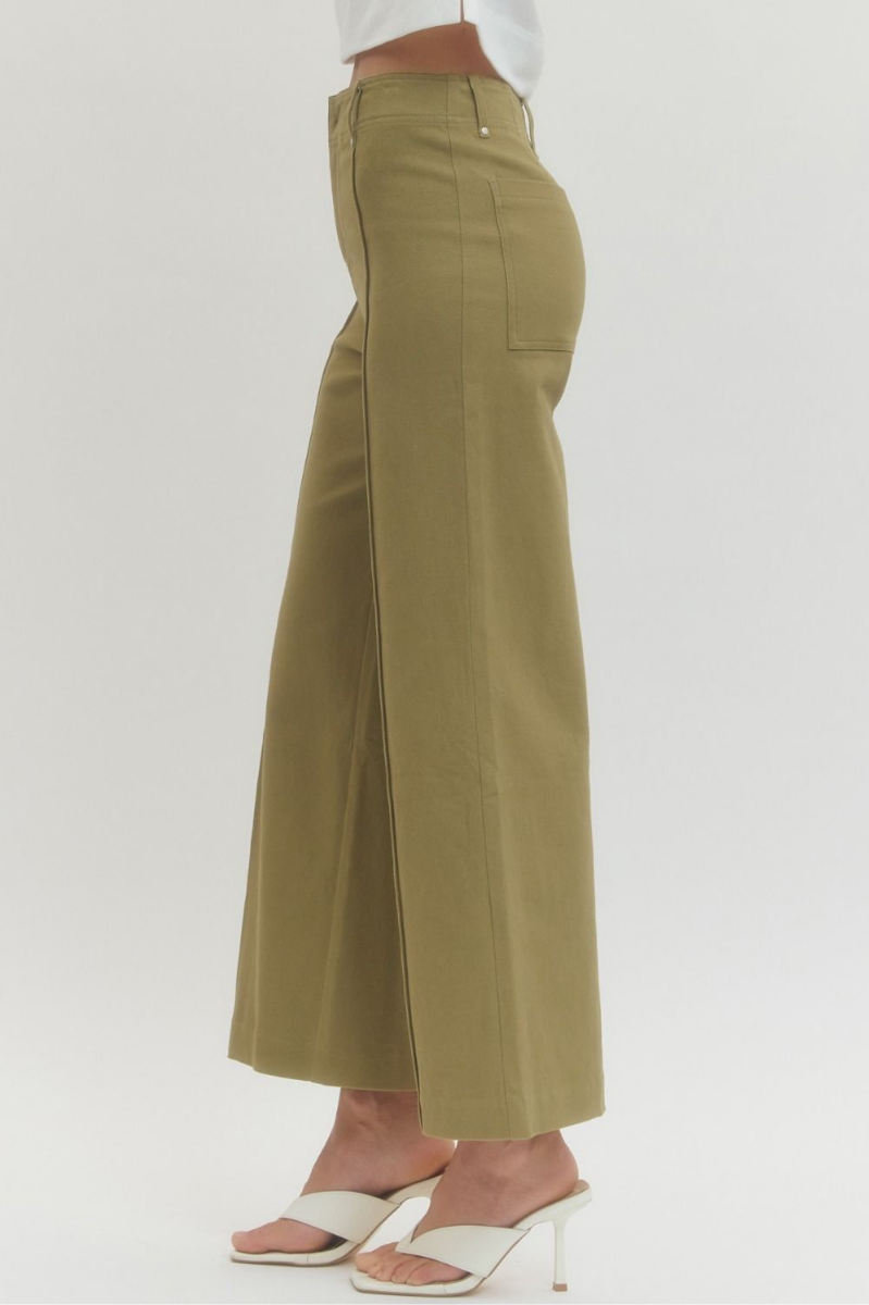 High Rise Wide Leg Pants with Front Seam