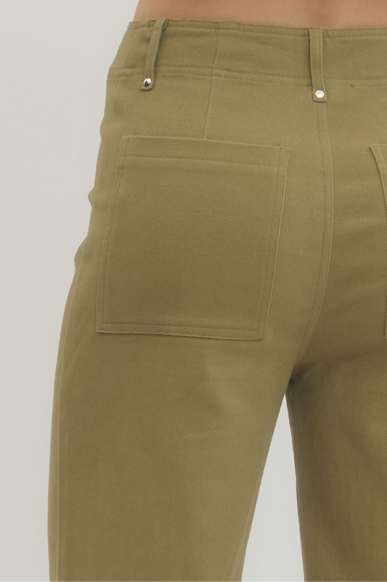 High Rise Wide Leg Pants with Front Seam