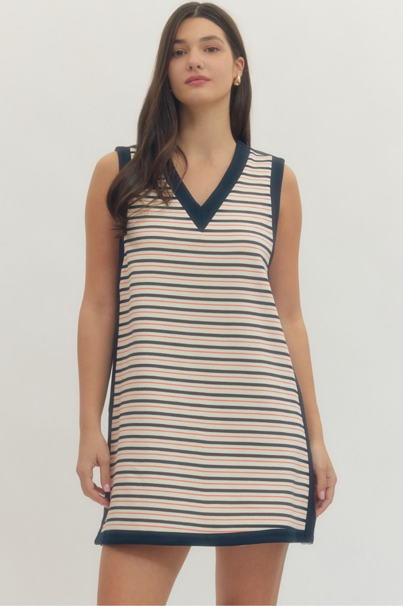 Striped Sleeveless Mini Dress