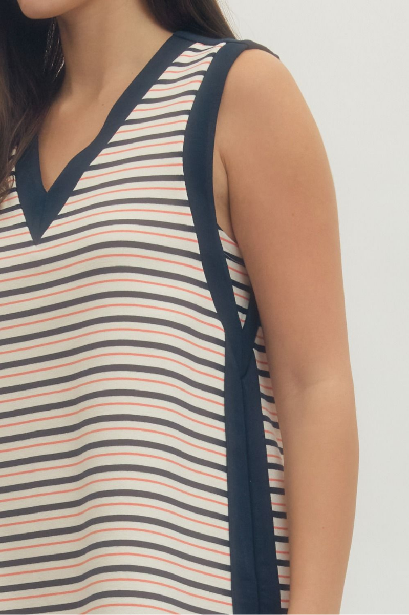 Striped Sleeveless Mini Dress