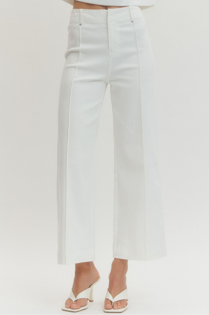 High Rise Wide Leg Pants with Front Seam