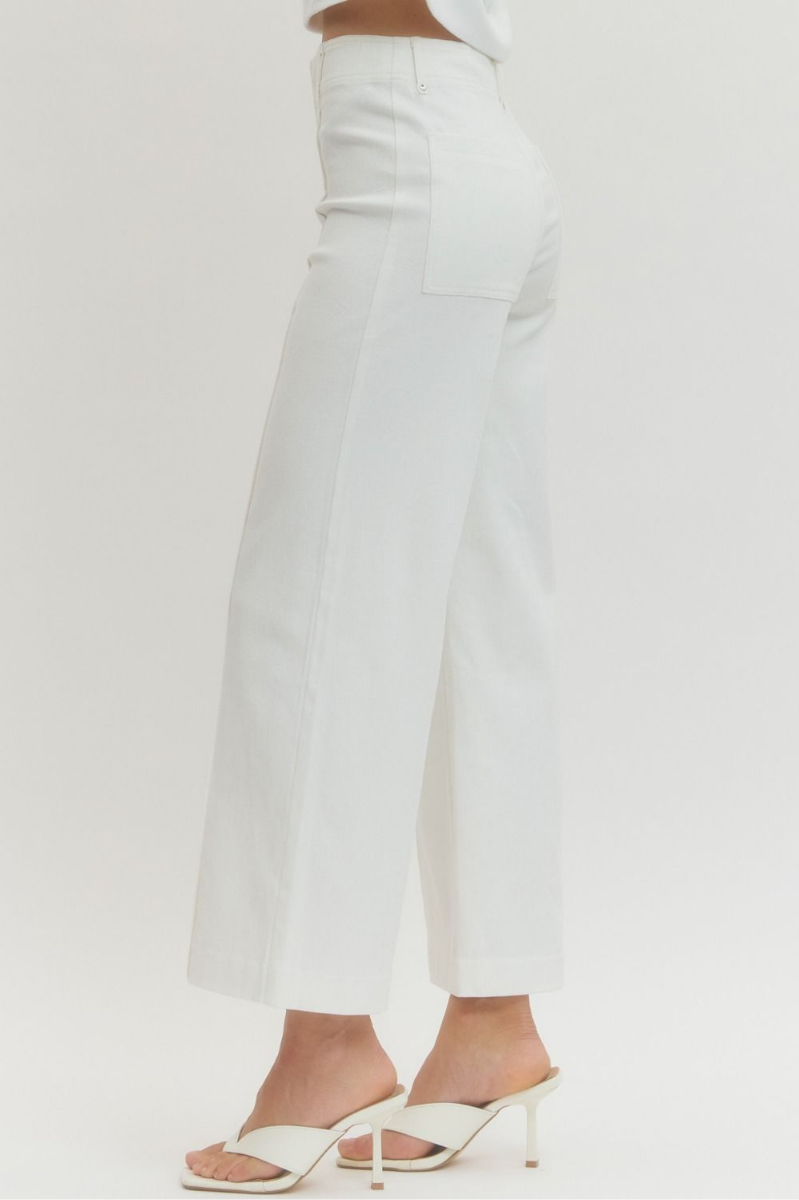 High Rise Wide Leg Pants with Front Seam