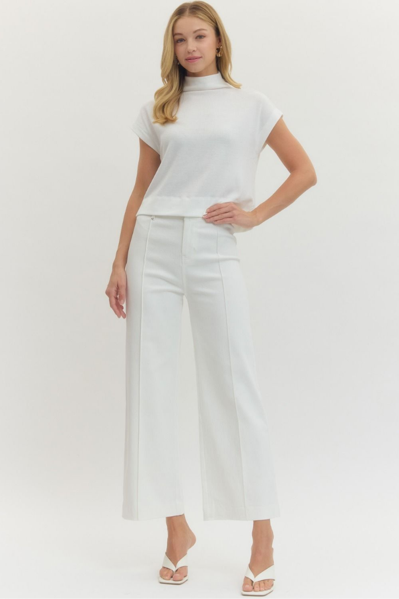 High Rise Wide Leg Pants with Front Seam
