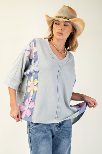 Daisy Patch Mineral Washed Pullover