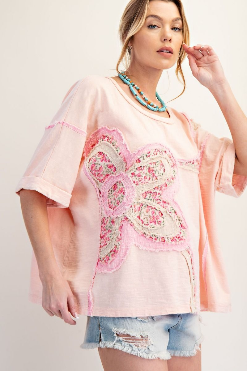 Flower Patch Mineral Washed Cotton Top | Final Sale