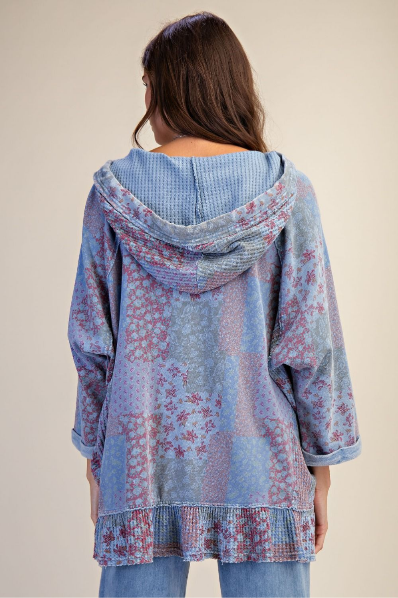 Patchwork Print Mix Mineral Washed Pullover