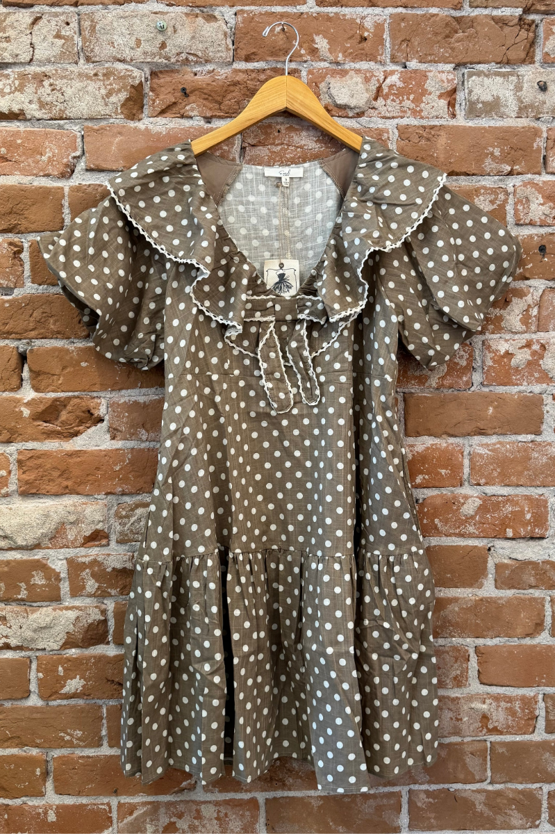 Bubble Sleeve Polka Dot Printed Dress