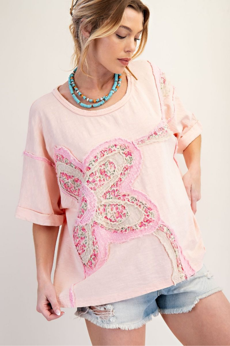 Flower Patch Mineral Washed Cotton Top | Final Sale