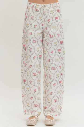 Floral Print Wide Leg Pants