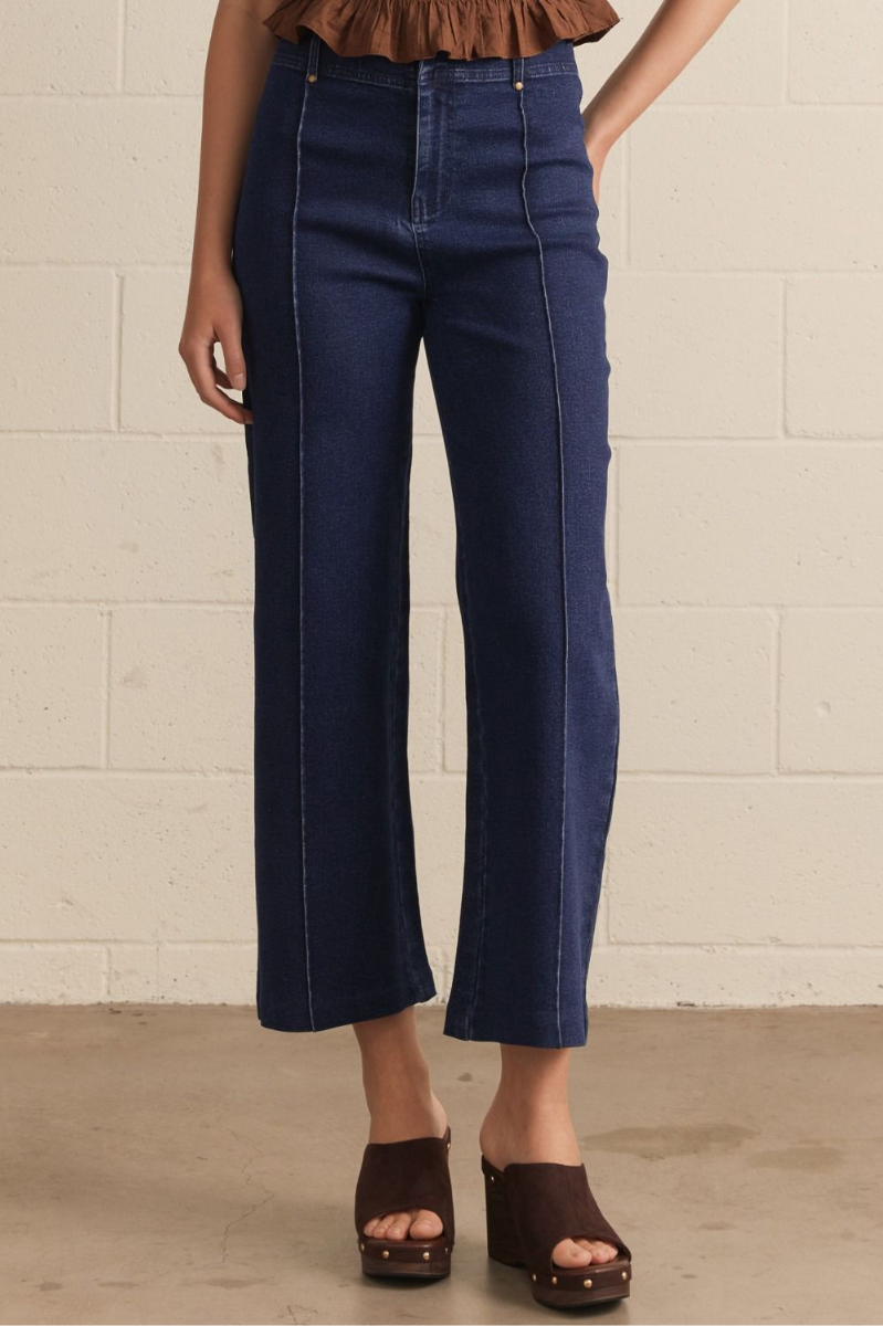 High Rise Wide Leg Pants with Front Seam
