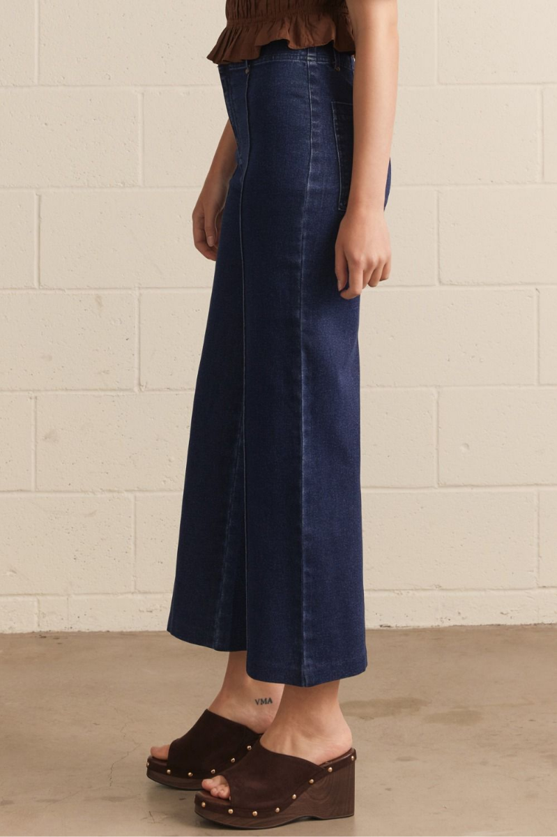 High Rise Wide Leg Pants with Front Seam