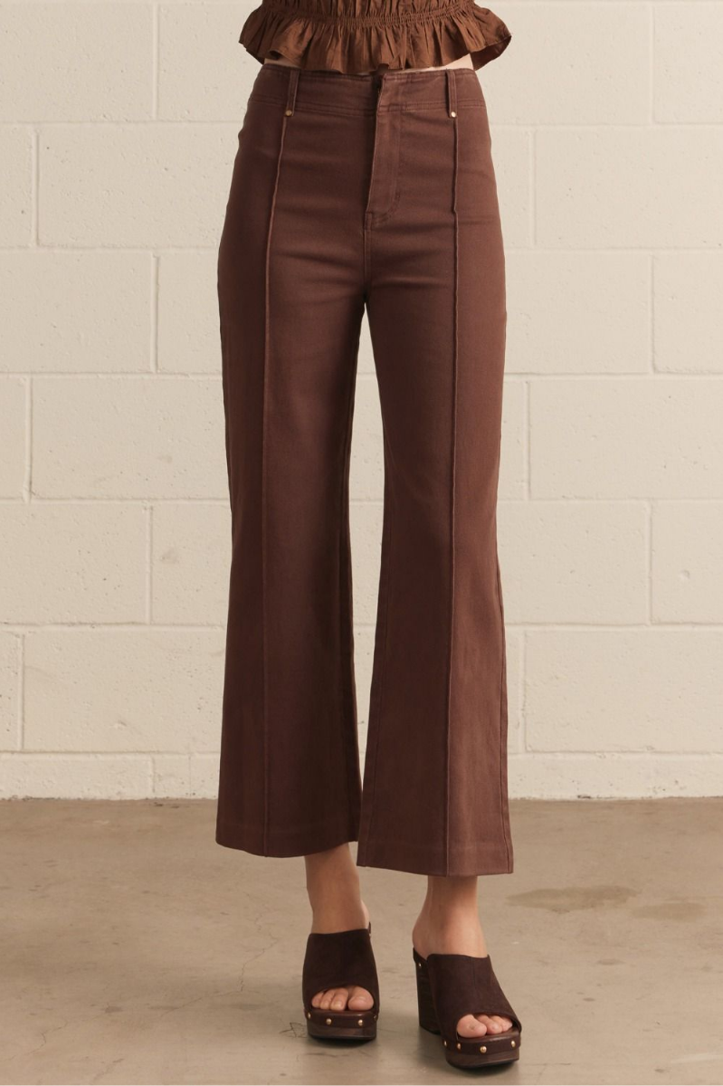 High Rise Wide Leg Pants with Front Seam
