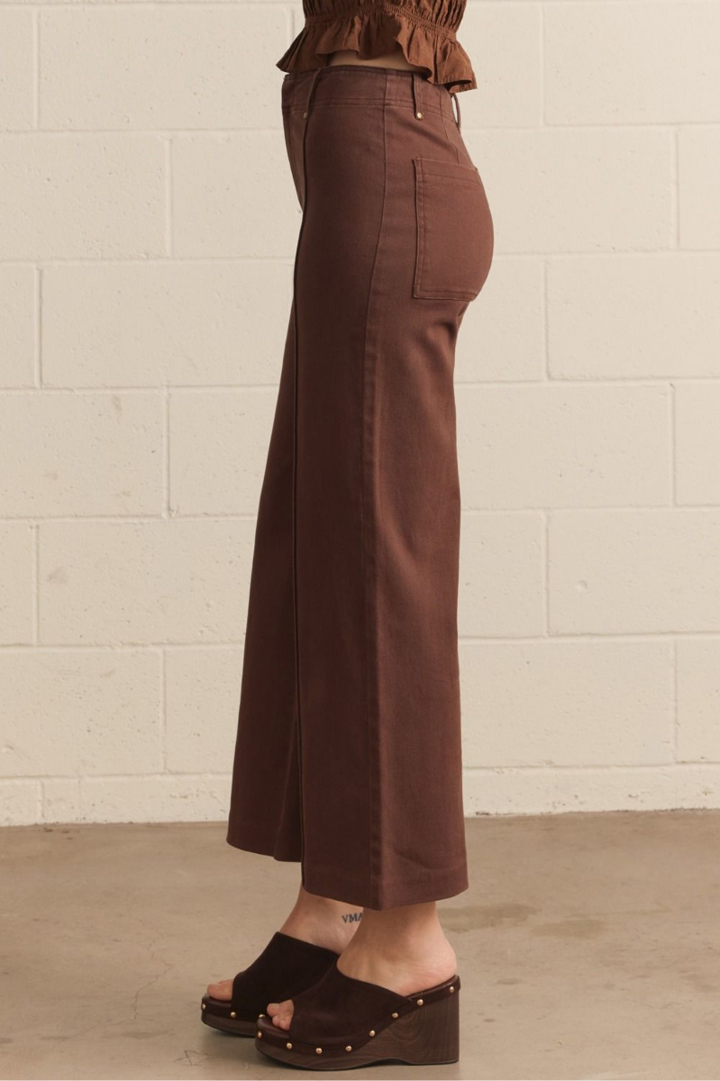 High Rise Wide Leg Pants with Front Seam