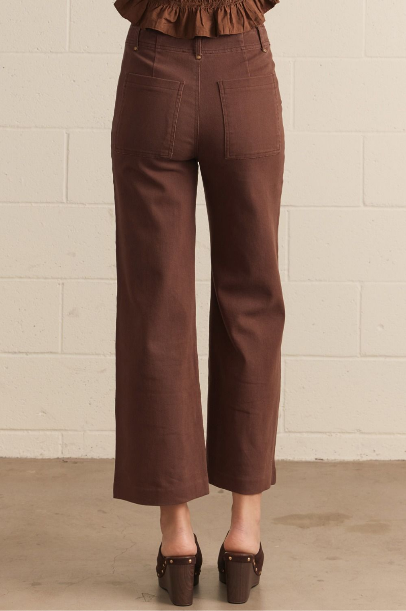 High Rise Wide Leg Pants with Front Seam