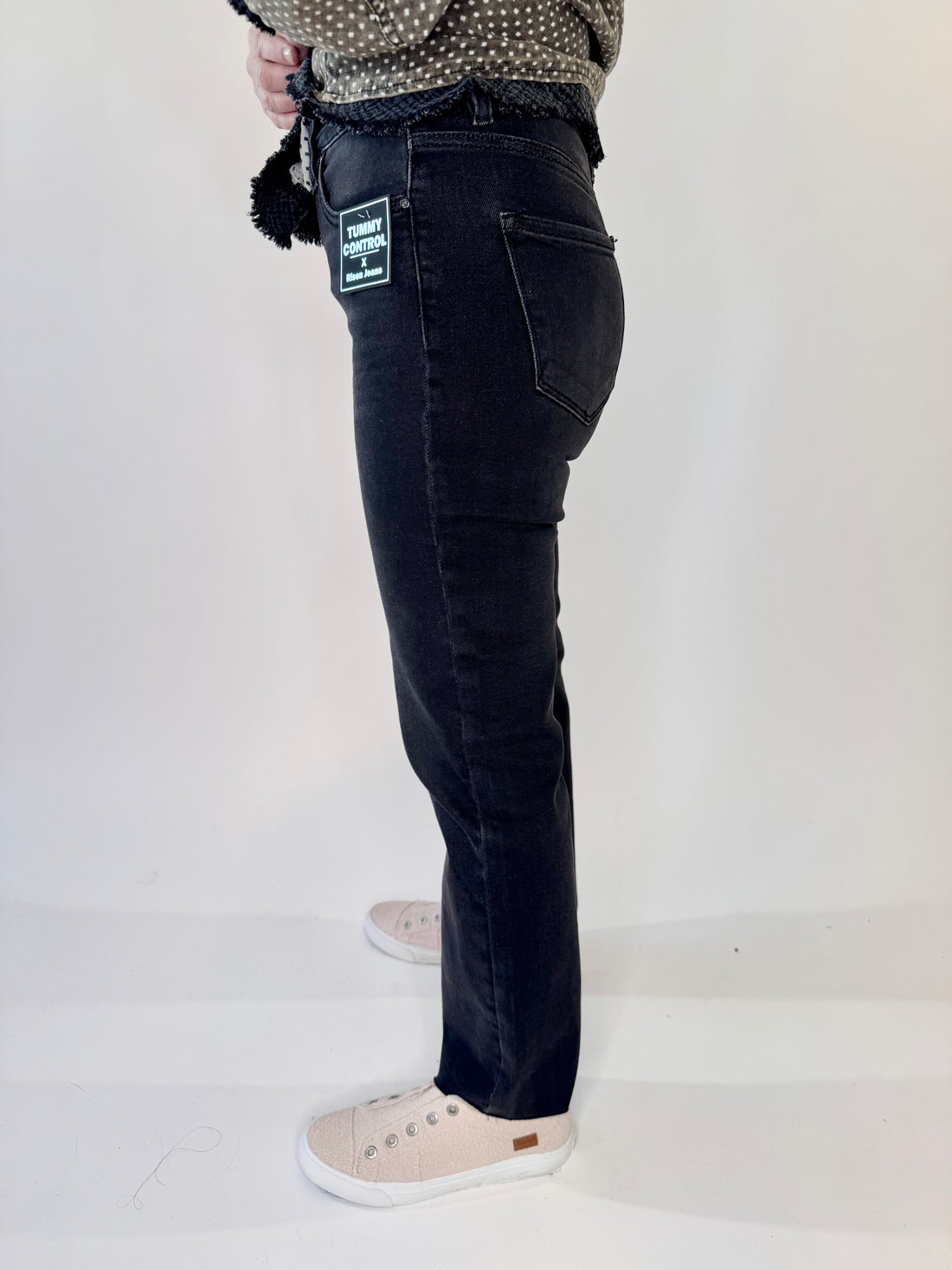 RISEN Tummy Control Mid Rise Crop Straight Jeans