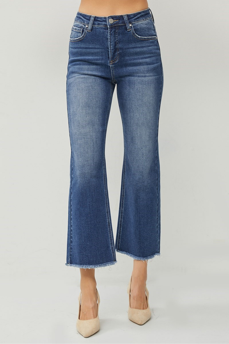 RISEN High Rise Crop Straight Jeans