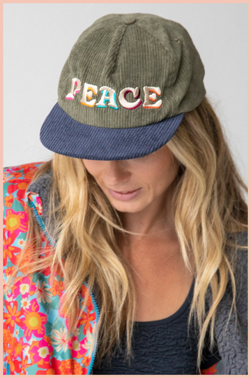 Corduroy Peace Snapback Hat | Natural Life