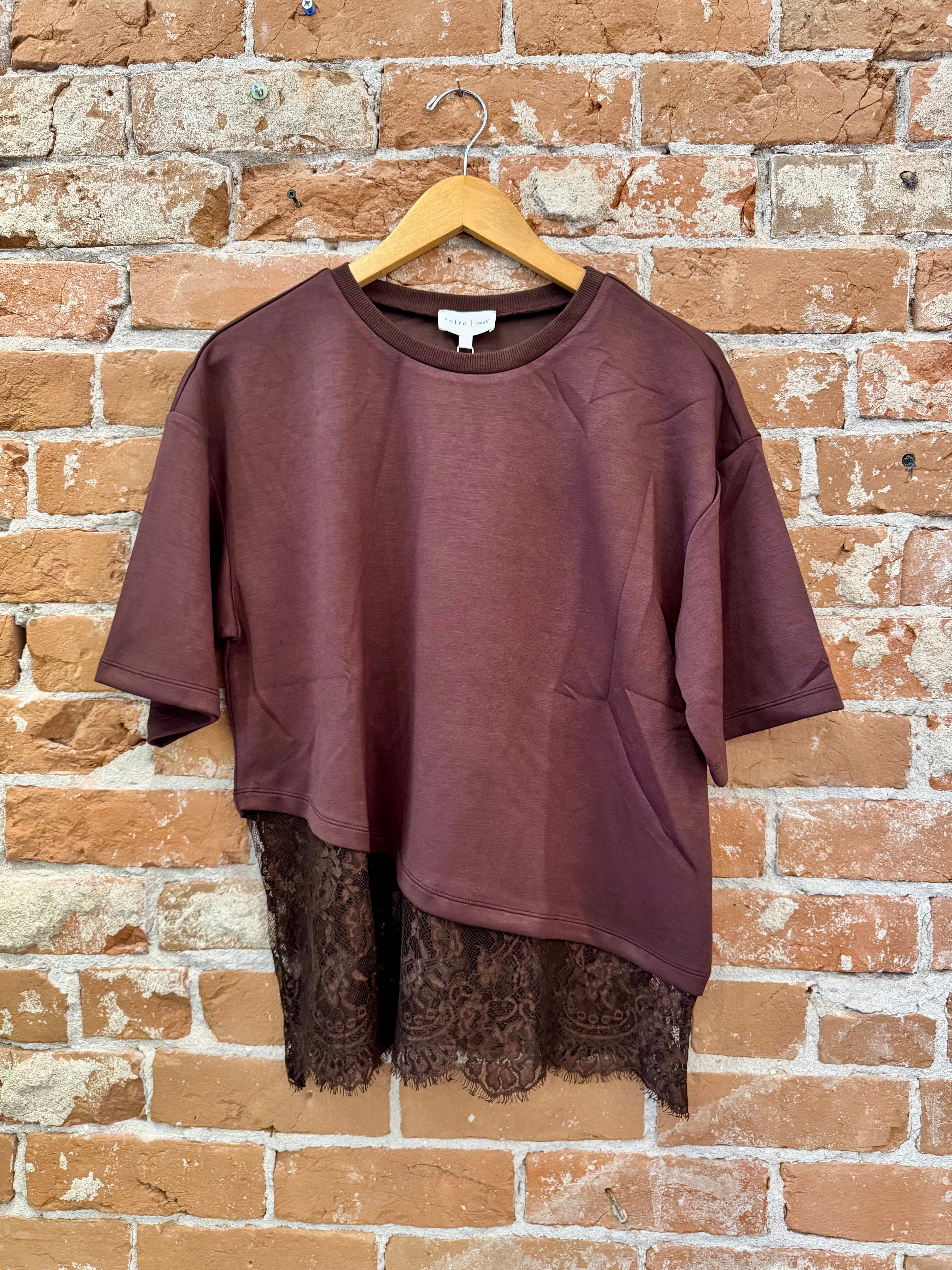 Scallop Lace Hem Knit Top
