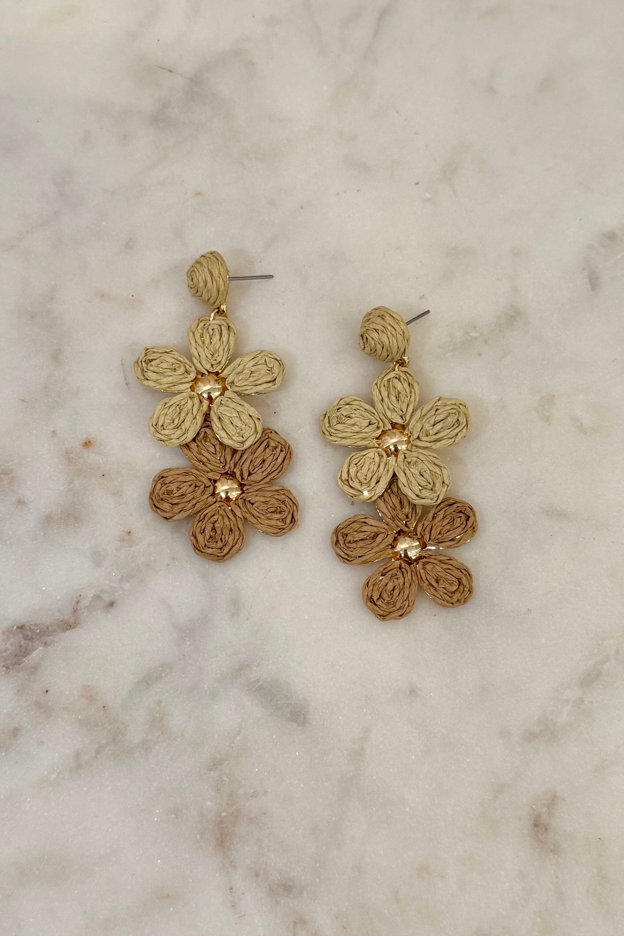 Boho Raffia Layered Earrings