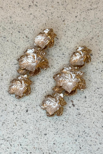 Metallic Flower Dangle Earrings