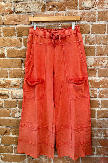 Mineral Washed Cargo Style Terry Knit Pants