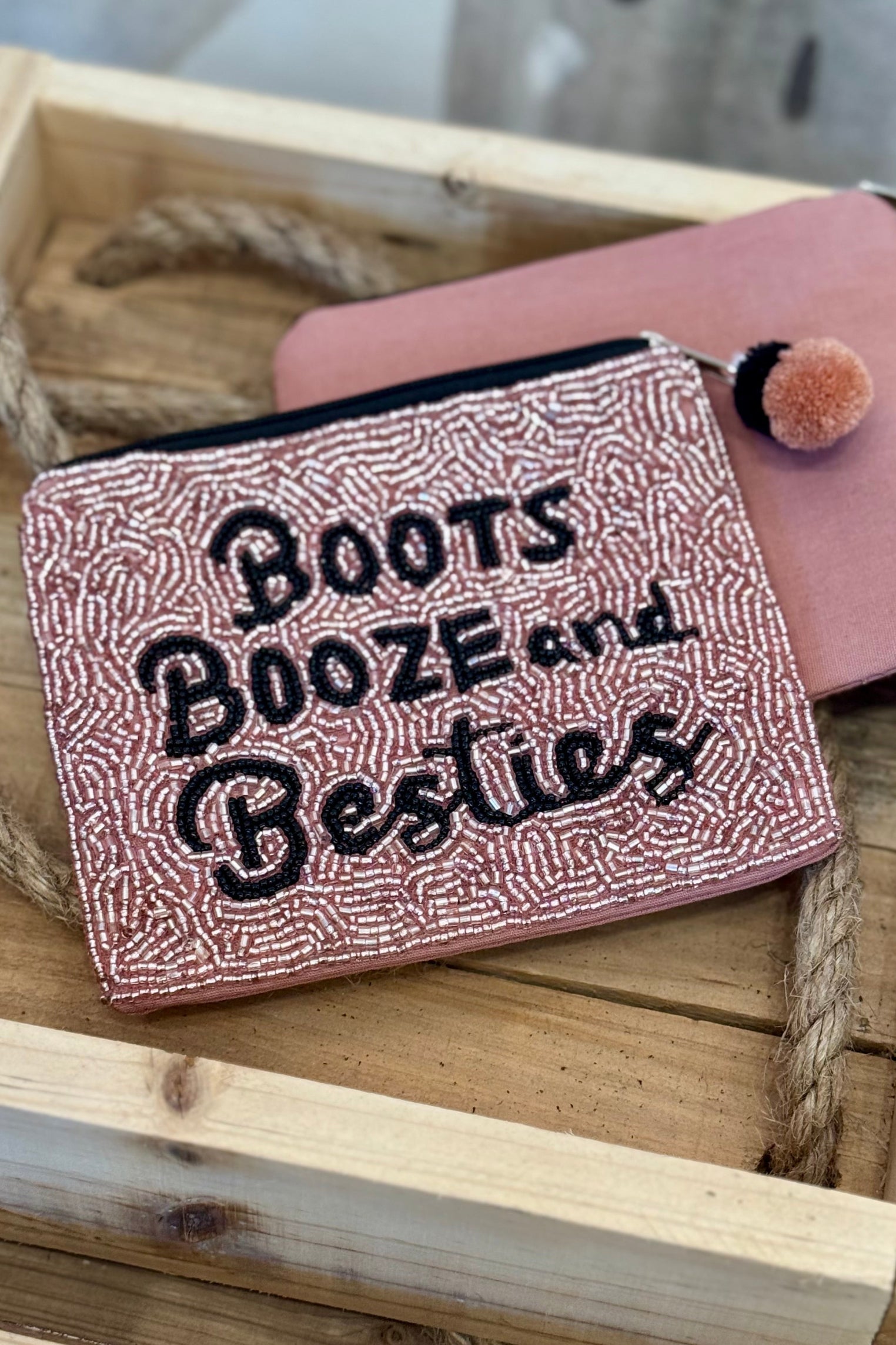 Boots, Booze & Besties Beaded Pouch