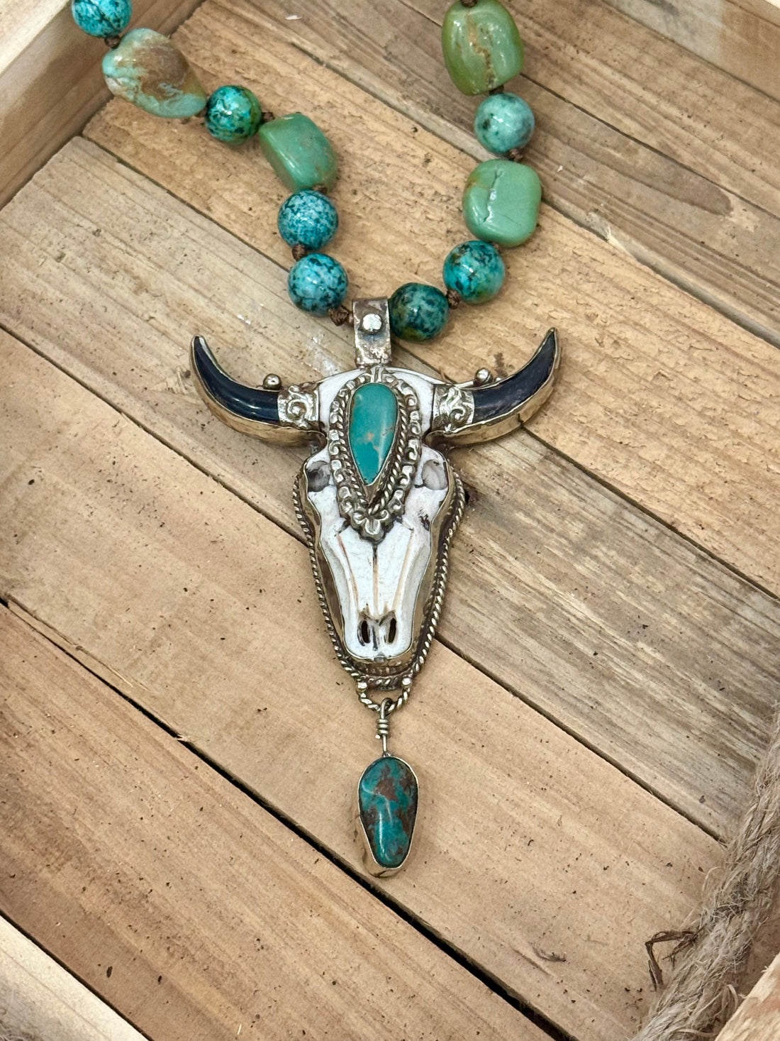 Turquoise Longhorn Heirloom Pendant Necklace