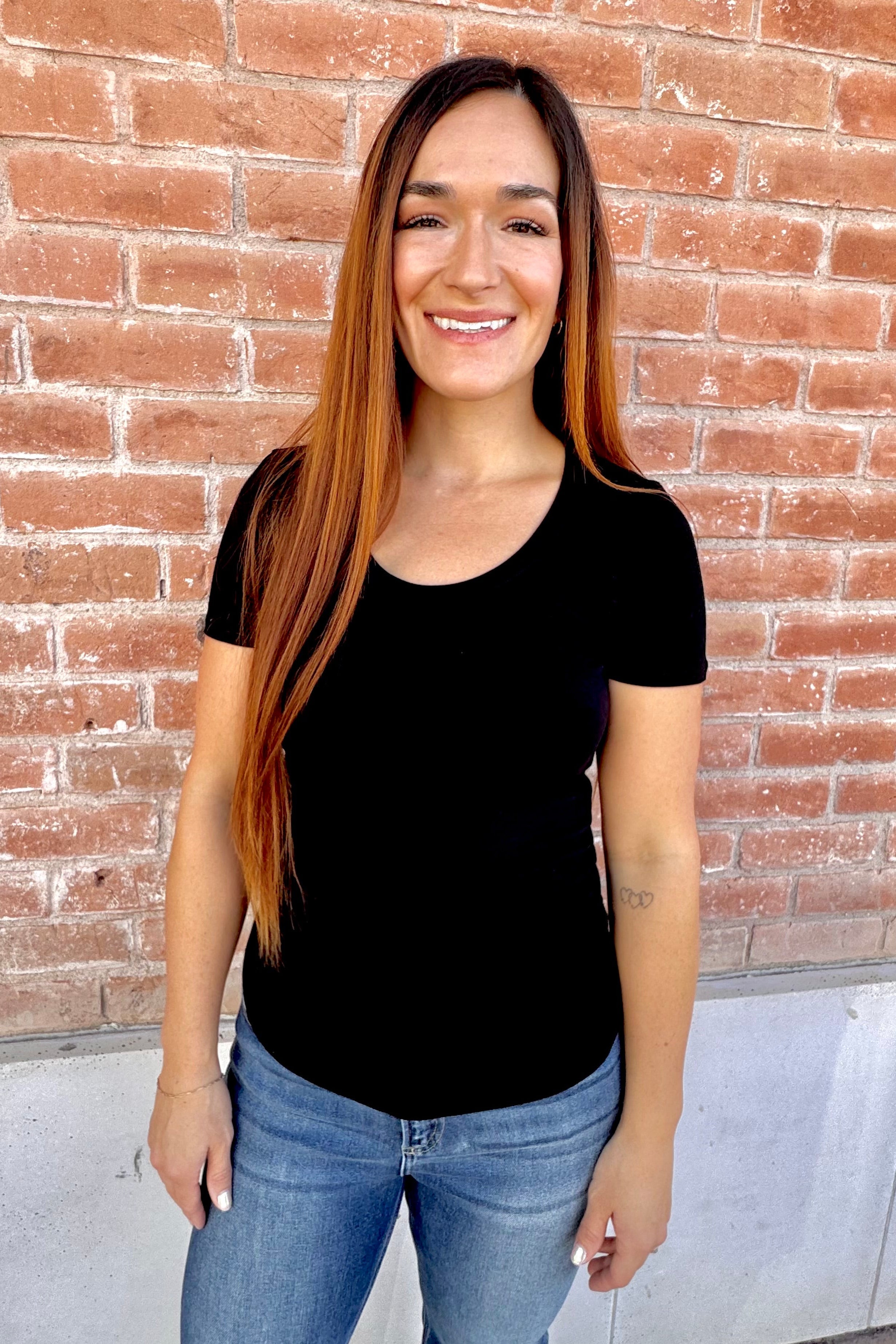 Short Sleeve Scoop Neck Cotton Jersey Top | Final Sale