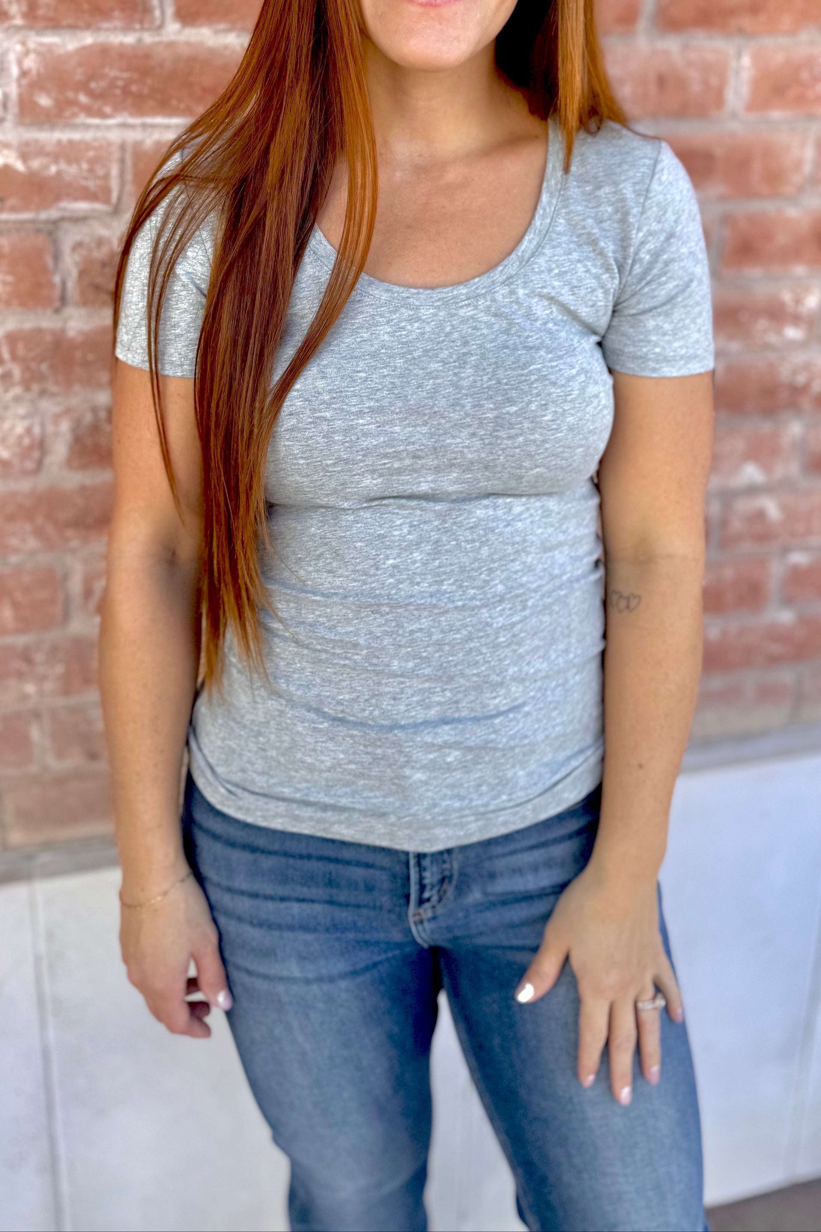 Short Sleeve Scoop Neck Cotton Jersey Top | Final Sale