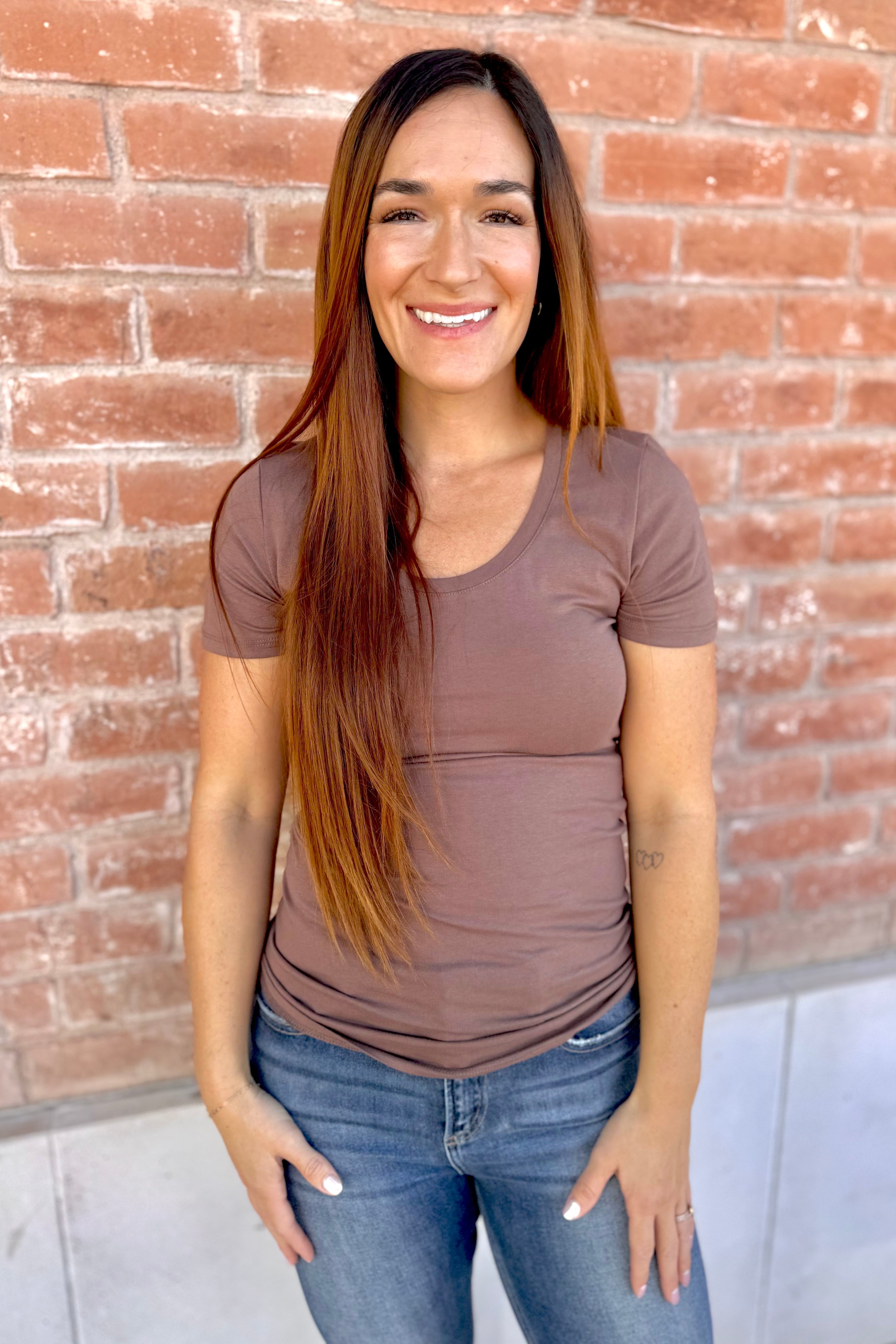 Short Sleeve Scoop Neck Cotton Jersey Top | Final Sale