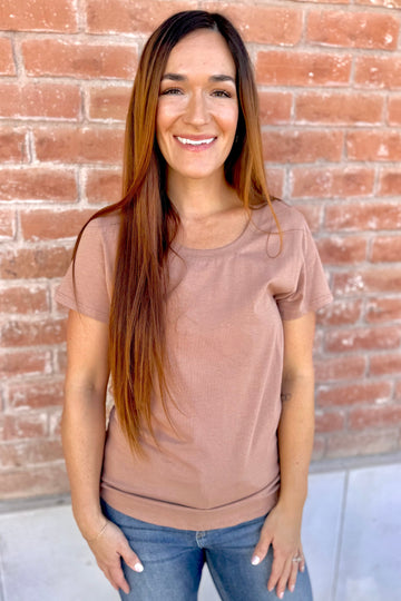 Short Sleeve Scoop Neck Cotton Jersey Top | Final Sale