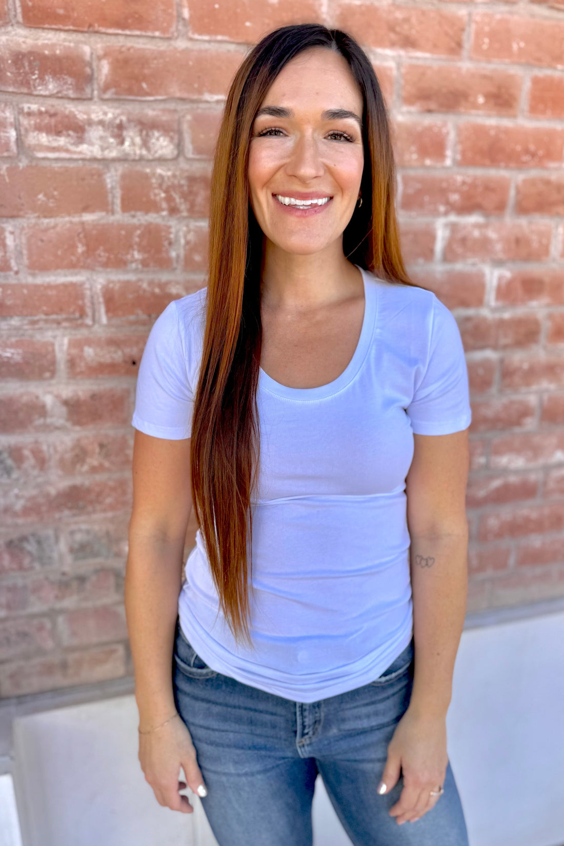 Short Sleeve Scoop Neck Cotton Jersey Top | Final Sale