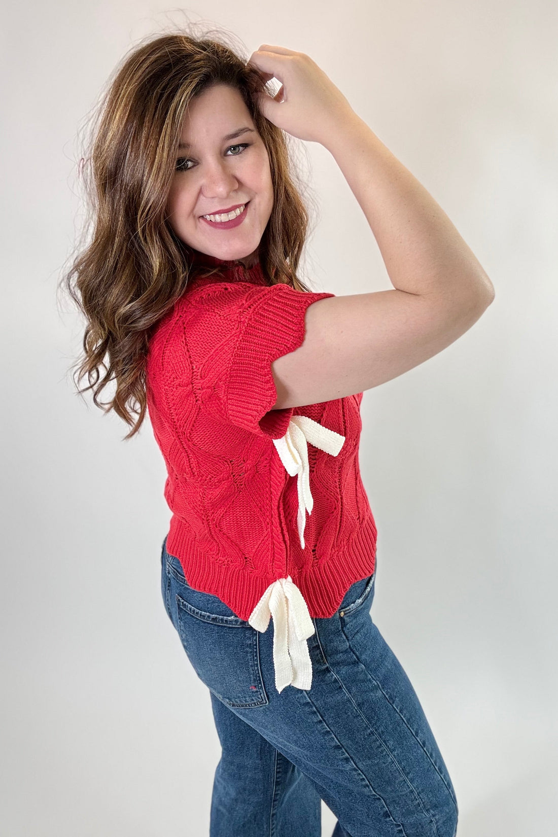 Mock Neck Cropped Sweater Vest