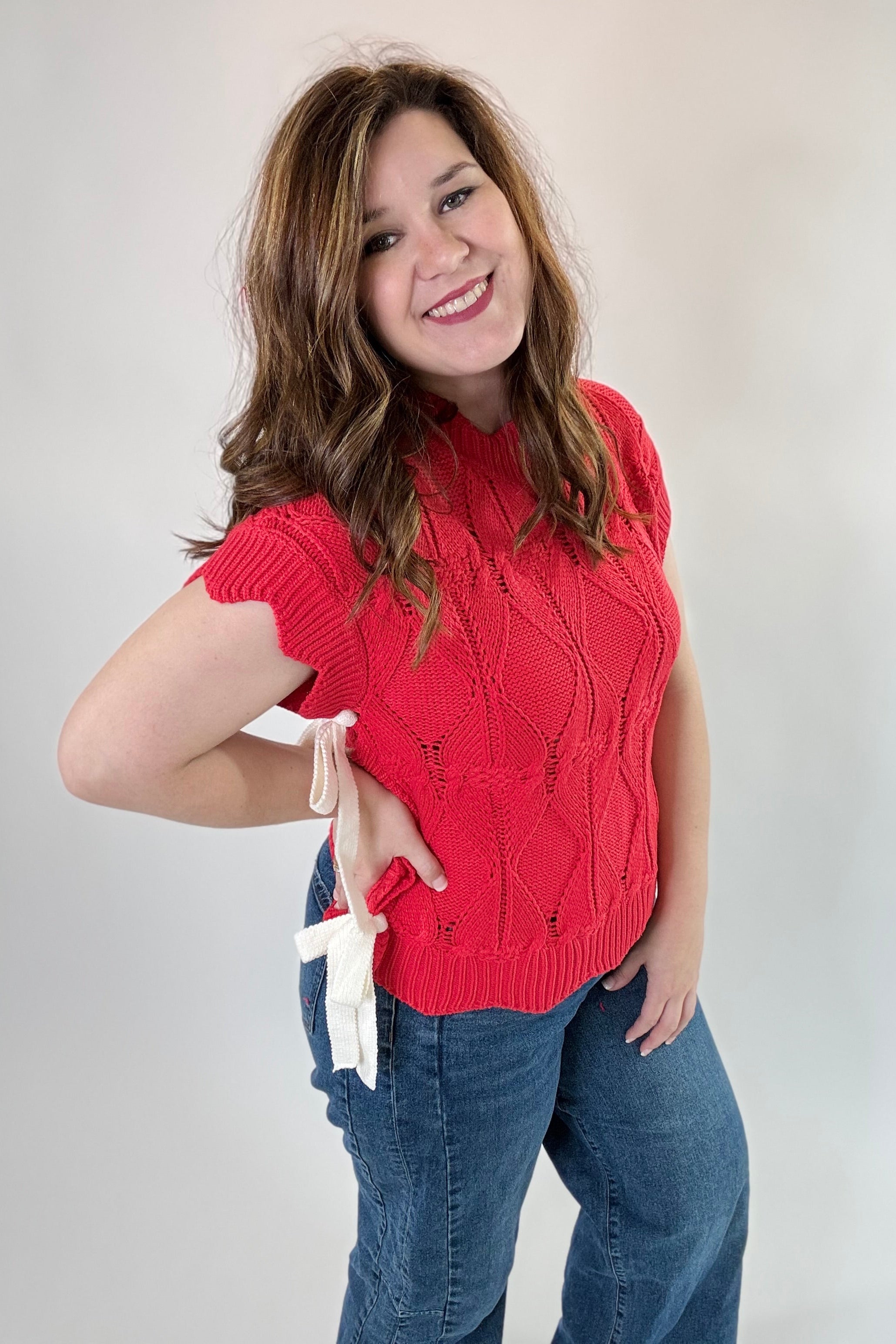 Mock Neck Cropped Sweater Vest