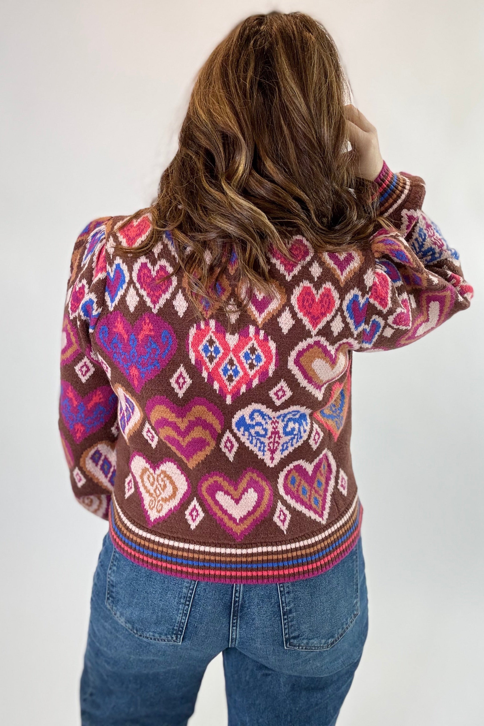 Heart Pattern Pullover Sweater