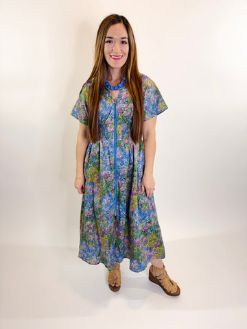 Smocked Floral Midi Dress