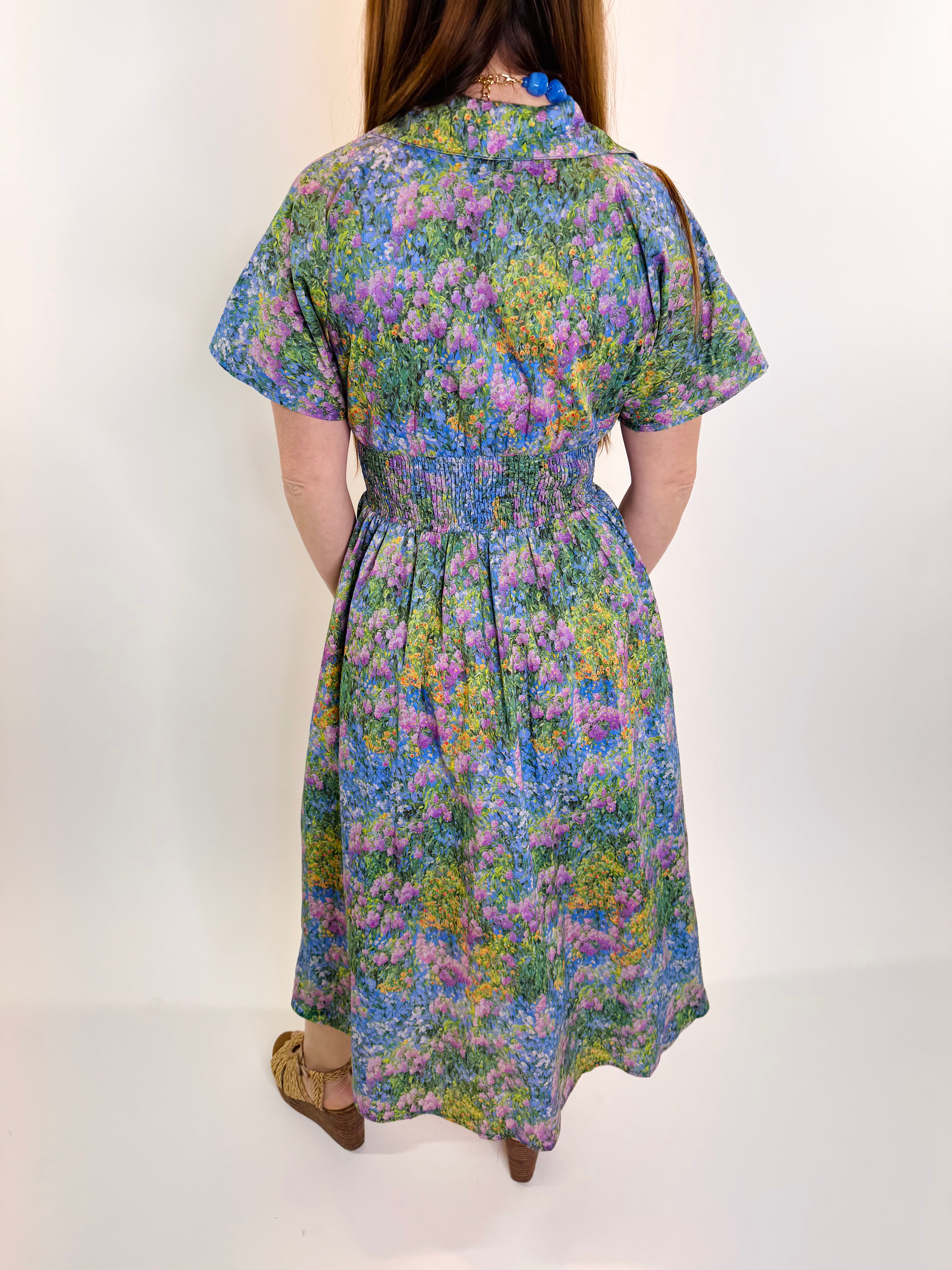 Smocked Floral Midi Dress