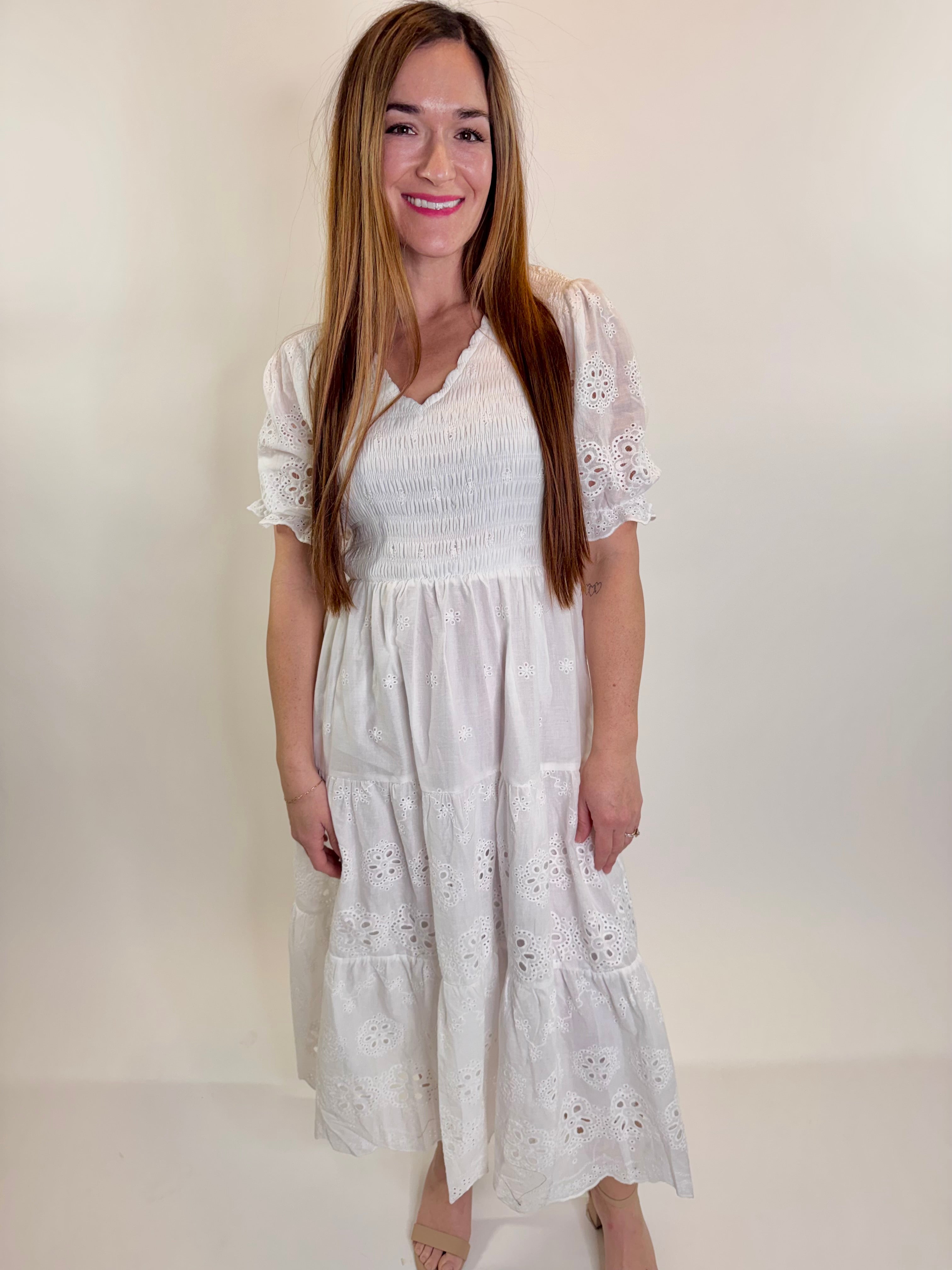 Lace & Grace Smocked Midi Dress | Final Sale