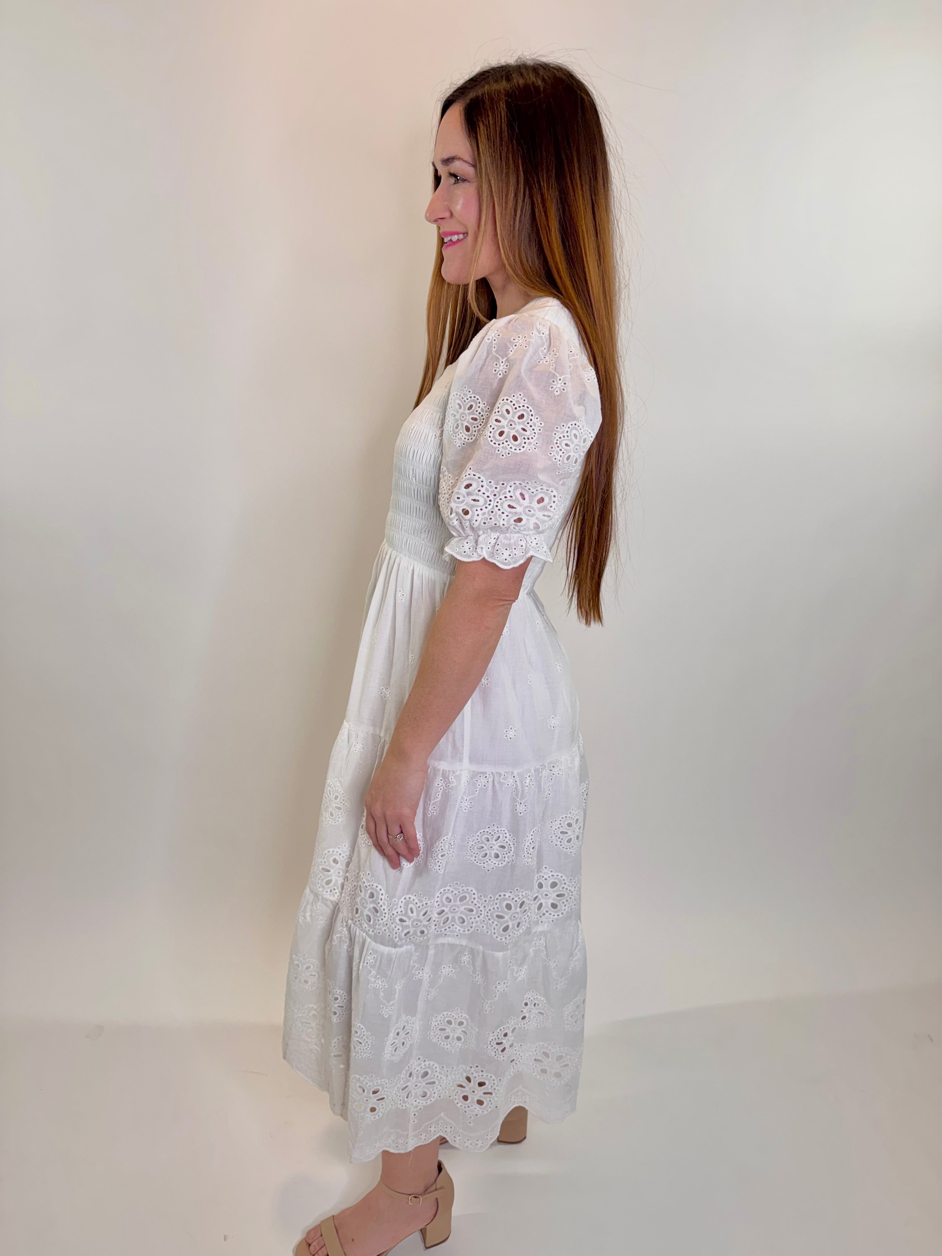 Lace & Grace Smocked Midi Dress | Final Sale