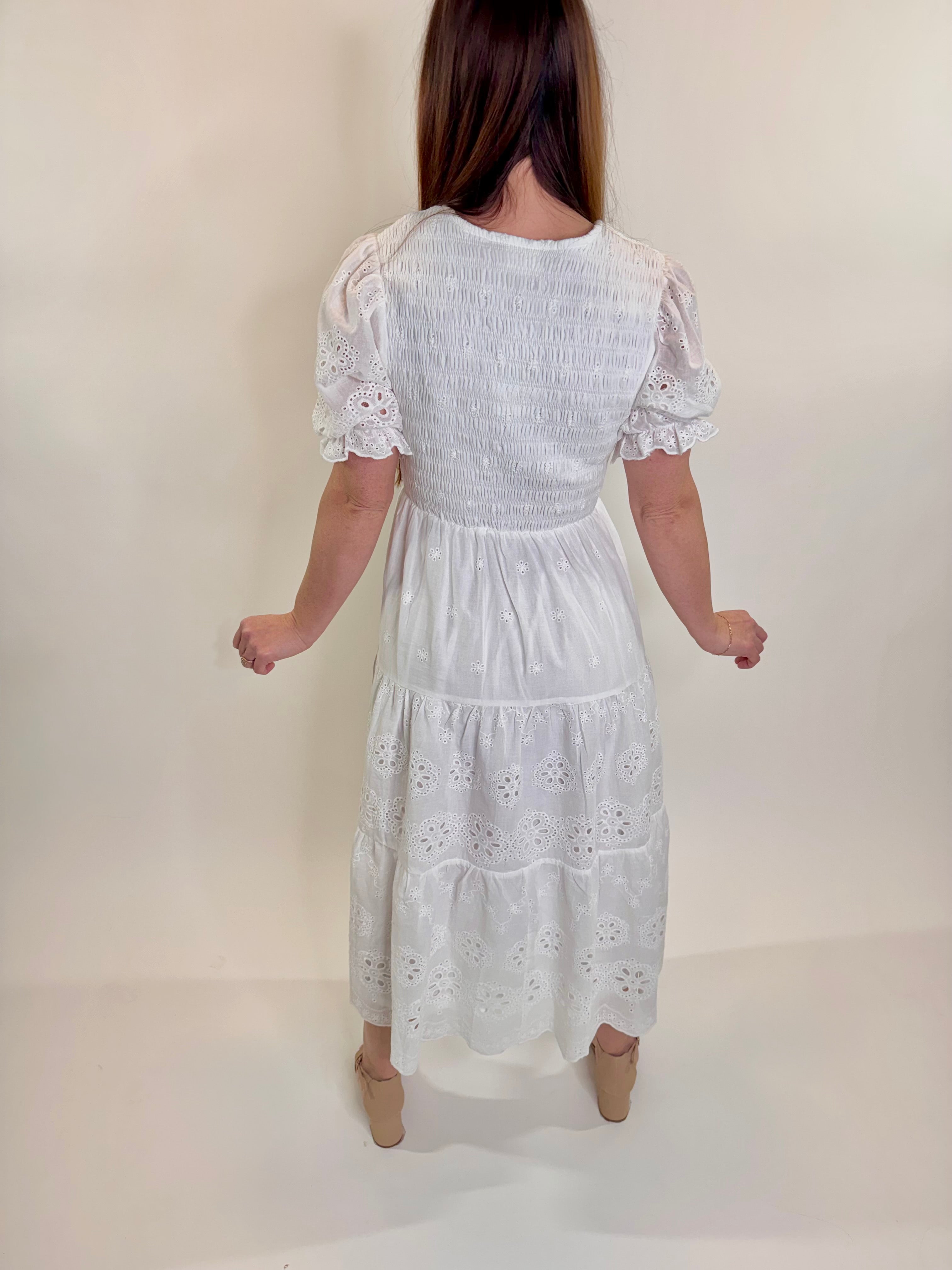 Lace & Grace Smocked Midi Dress | Final Sale