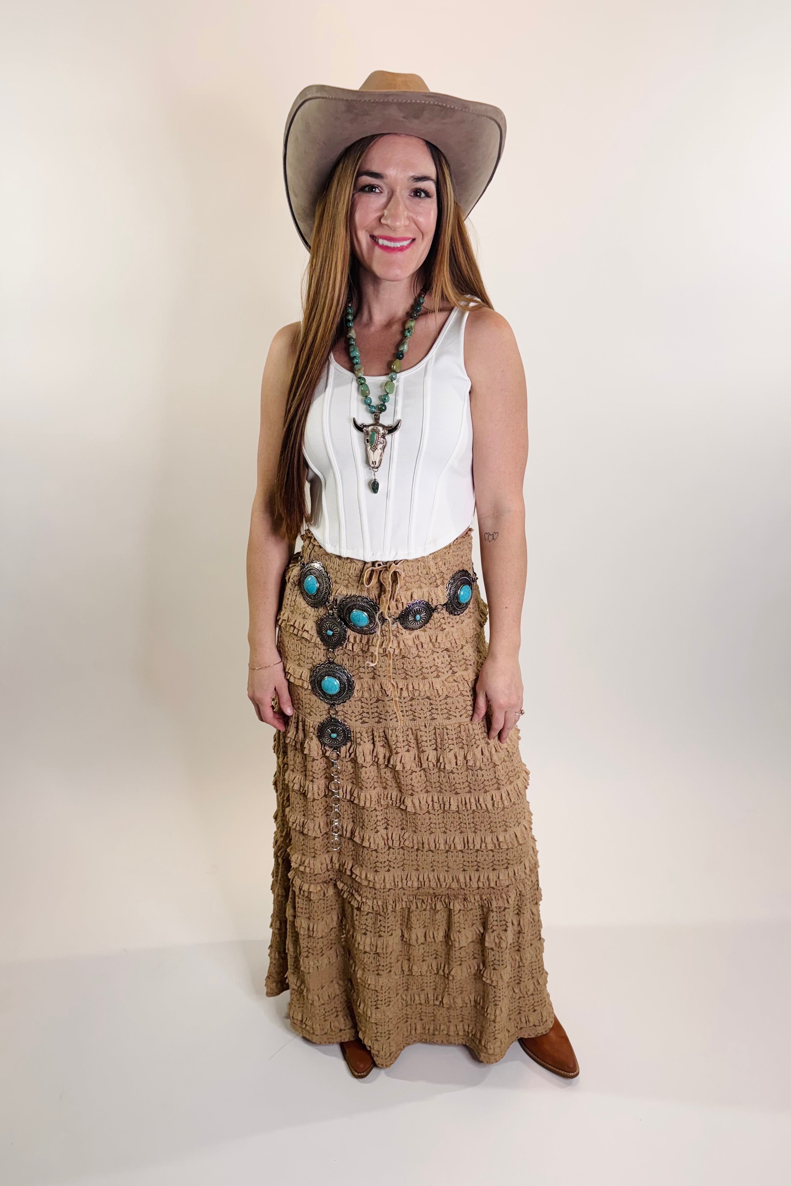 Lace & Sugar Tiered Midi Skirt